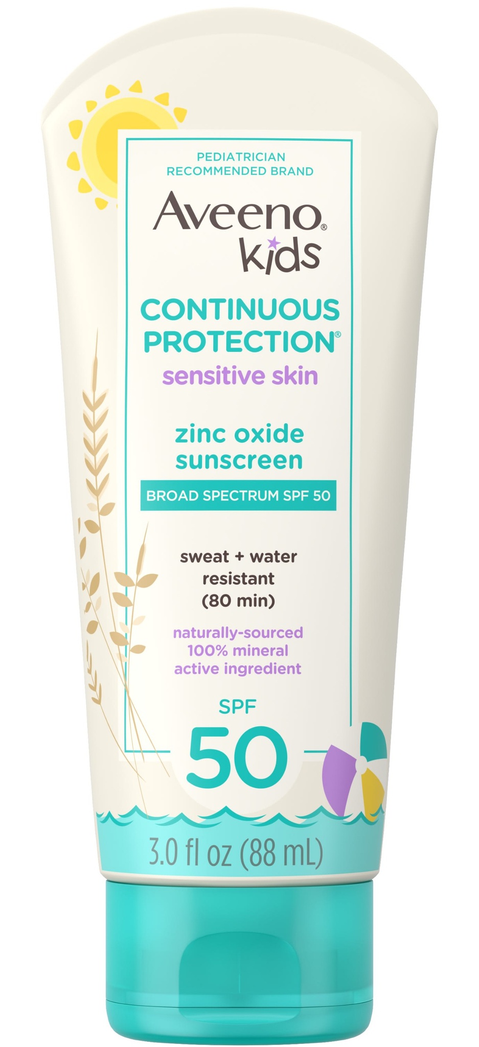 Aveeno Kids Continuous Protection Zinc Oxide Mineral Sunscreen Lotion SPF 50