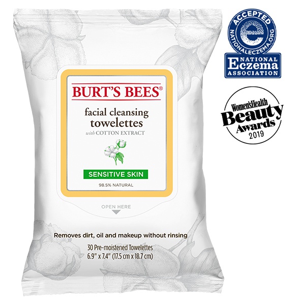 Burt's Bees Sensitive Facial Cleansing Towelettes With Cotton Extract