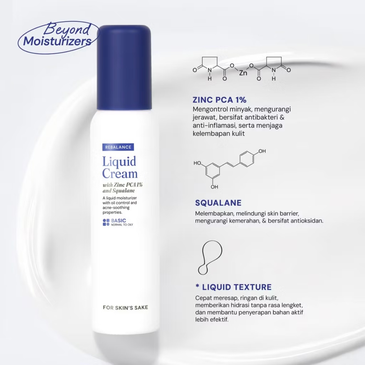 For Skin's Sake FSS Liquid Cream Moisturizer With Zinc Pca 1% & Squalane