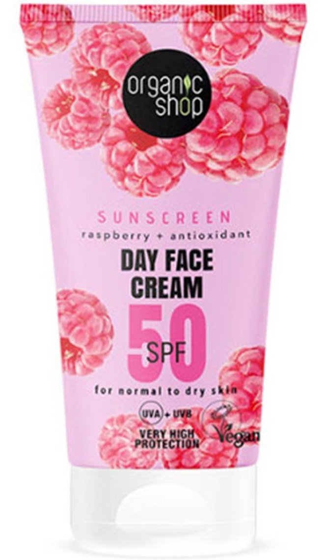Organic Shop Raspberry Sunscreen Day Face Cream SPF 50