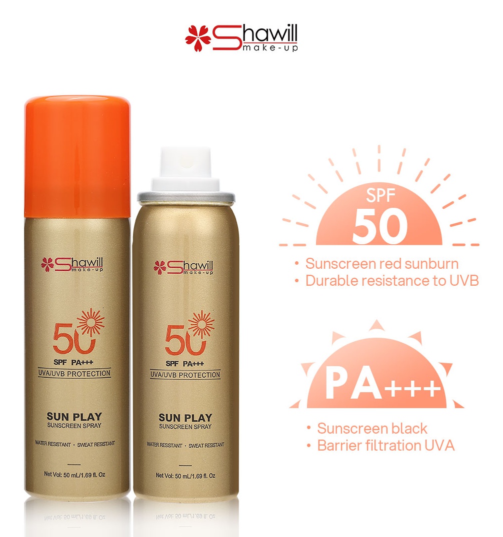 Shawill Cosmetics 50 SPF Pa+++ UVA/UVB Protection Sun Play Sunscreen Spray