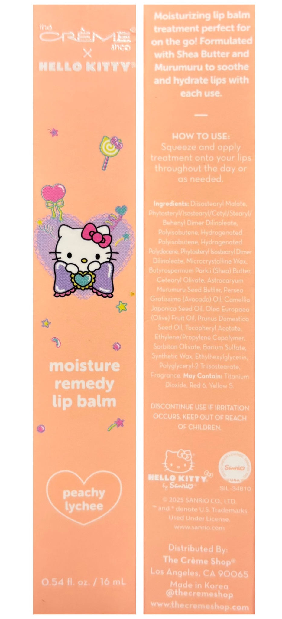 The Creme Shop Hello Kitty Moisture Remedy Lip Balm - Peachy Lychee